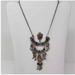 Artisan Silver Tone Ethnic Stone Necklace